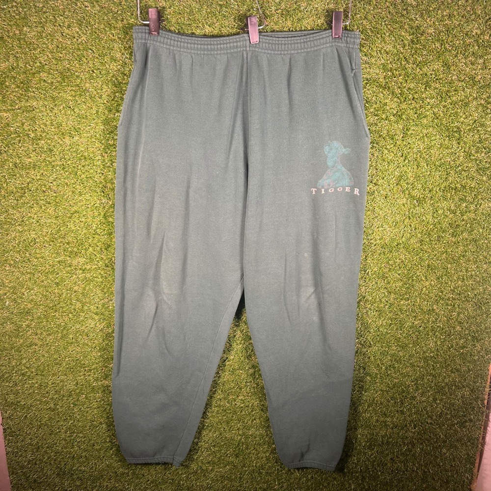Vintage Disney Store Tigger Sweatpants XL Forest Green 90s Made in USA Joggers